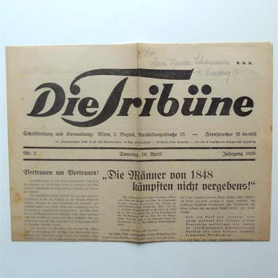 Die Tribüne, Zeitung, österr. Nationalsozialisten, 1938
