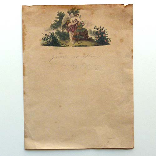 Briefpapier, handkolorierte Litho, 1837, Biedermeier