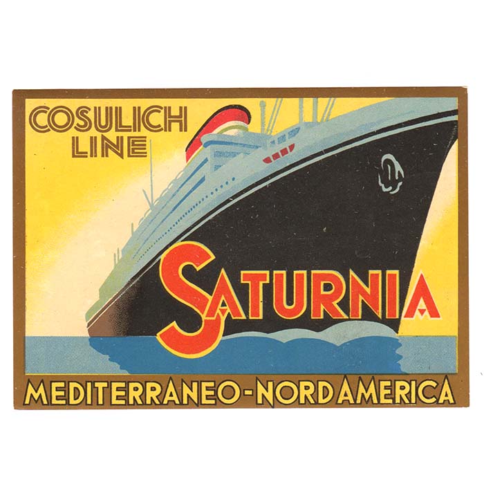 Saturnia - Cosulich Line, Kofferkleber / Etikett