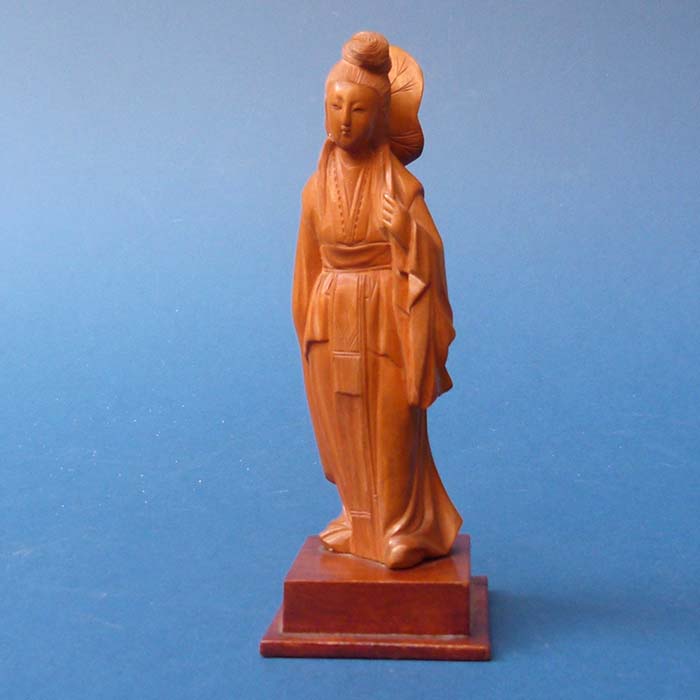 Asiatika, Holz, Frauenfigur, handgeschnitzt