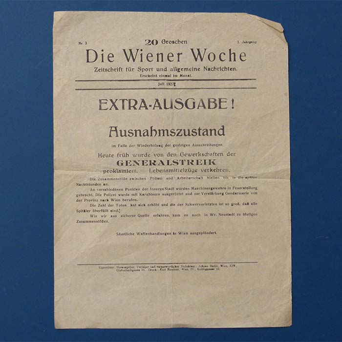 Sonderblatt, Ausnahmezustand, 1927