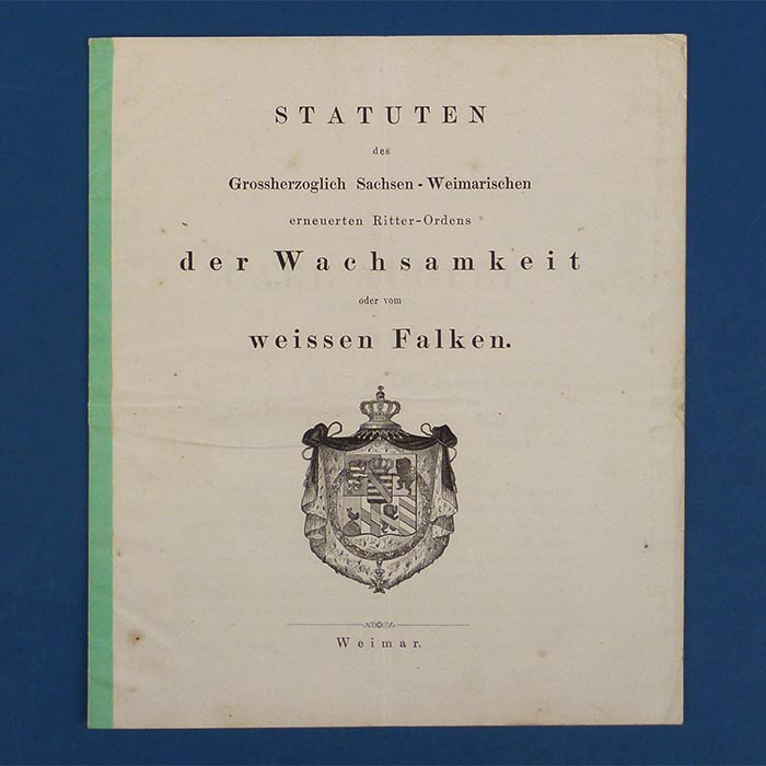 Statuten, Ritter-Orden, Weisser Falke, um 1870 
