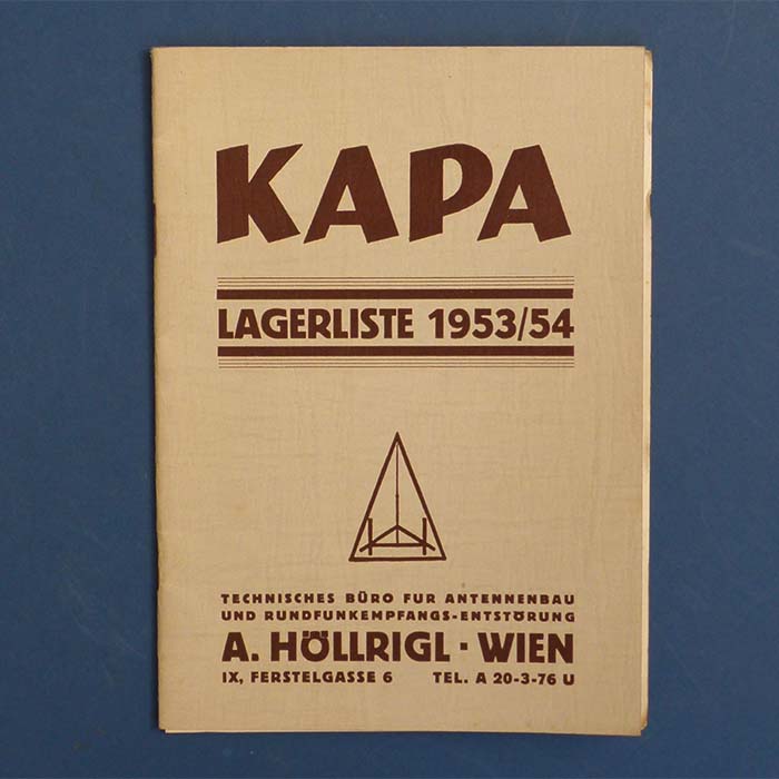 Kapa - Antennenbau,  Lagerliste / Katalog, 1953/54
