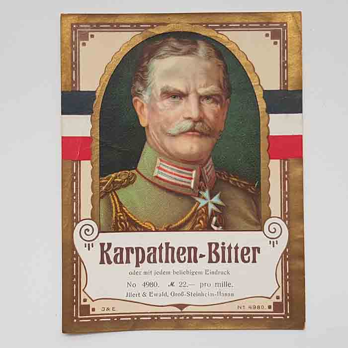 Karpathen-Bitter, A. von Mackens, 1. WK, Etikett