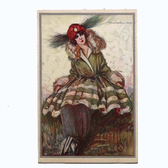Art Deco Frau, T. Corbella, Ansichtskarte