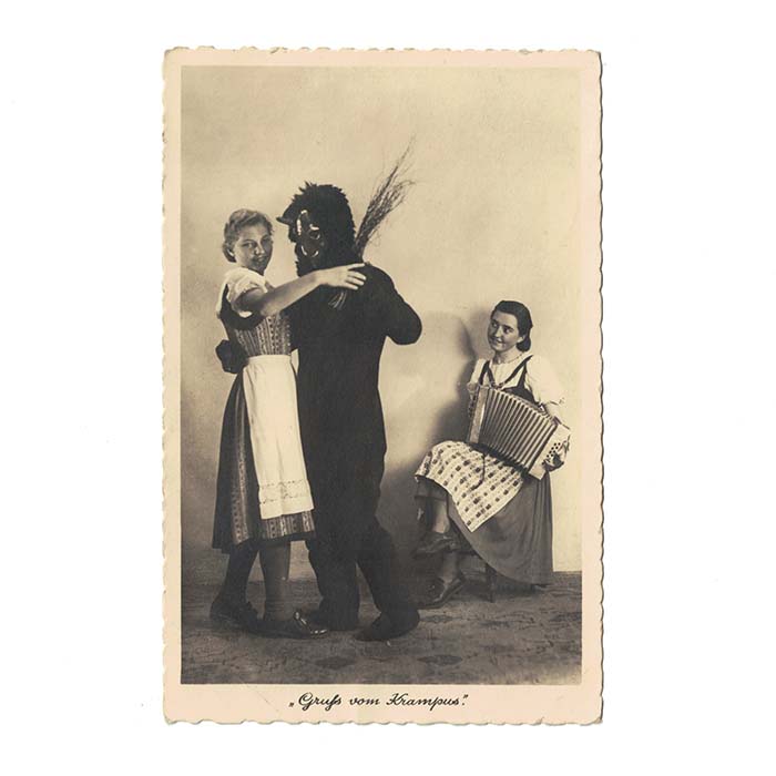 Krampus, Tanz, Grußkarte, Feldpost, 1941
