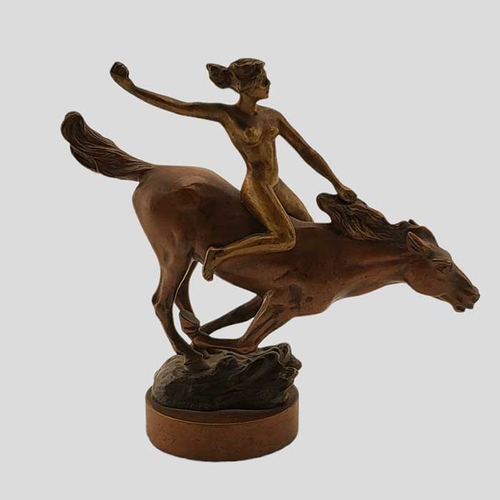 Bronzefigur, Amazone auf Pferd, alt, Erotika