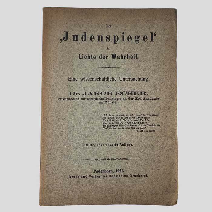 Der Judenspiegel im Lichte der Wahrheit, 1921