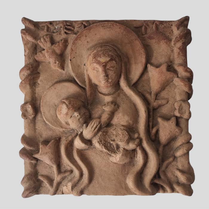 Steingut, Wandbild, Maria mit Jesus