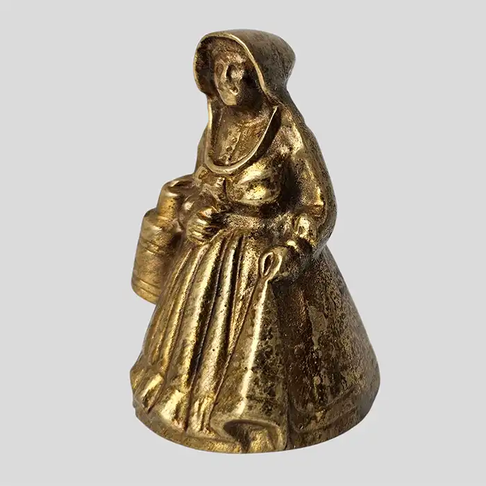 Tischglocke, Messing / Bronze, alt, Frauenfigur