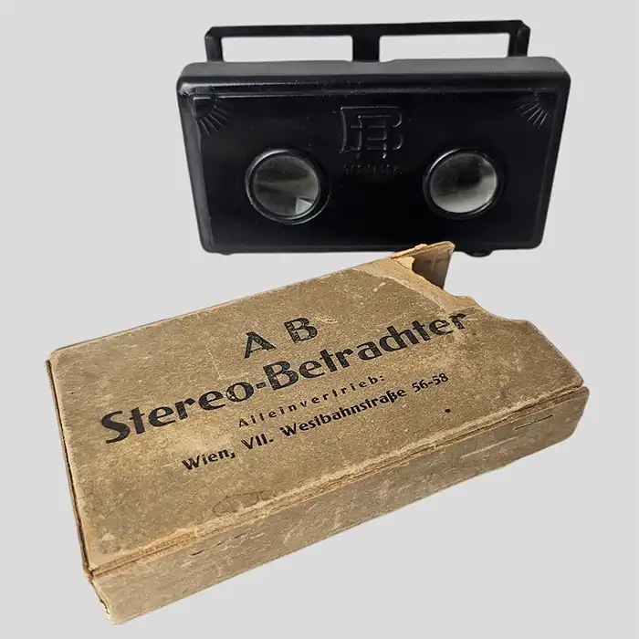 AB, Stereo-Betrachter, Metall, mit Fotos