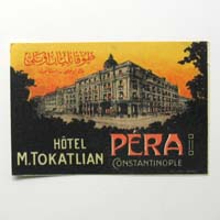 Péra, Hotel M. Tokatlian, Constantinople, Label
