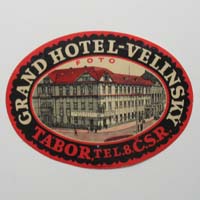 Grand Hotel Velinsky, Tabor, C.S.R., Label