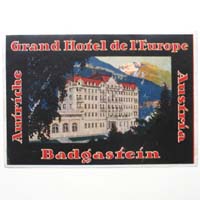 Grand Hotel de l'Europe, Badgastein, Österreich, Label