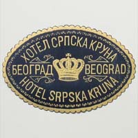Hotel Srpska Kruna, Beograd, Jugoslawien, Hotel-Label