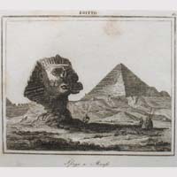 alter Kupferstich, Pyramiden und Sphinx, Ägypten