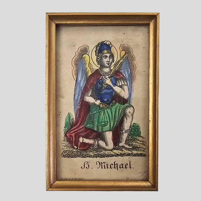 Heilige Michael, gerahmt, Heiligen- / Andachtsbildchen