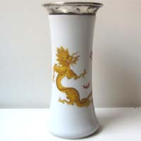 Vase, Meißen Porzellan, Silbermontur, punziert