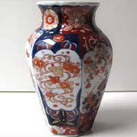 alte Vase, handbemalt, Asiatika, um 1900