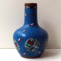 kleine Vase, Cloisonné, emailliertes Kupfer