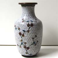 Vase, Blumenmotiv, Cloisonné, um 1900