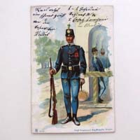Ansichtskarte mit Abbildung eines Soldaten