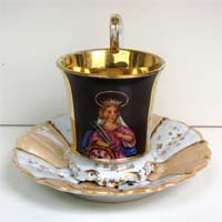 handgemalte Tasse, Heilige Katharina, Giesshübl