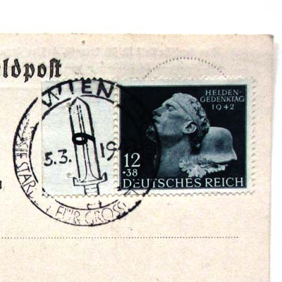 Briefmarke, Heldengedenktag 1942, Sonderstempel