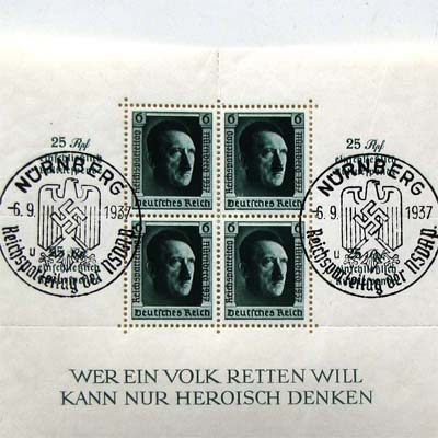Sonderbriefmarkenbogen, NSDAP-Reichsparteitag 1937