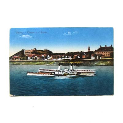 Burg Devin, Rad-Dampfer, Theben, alte Ansichtskarte