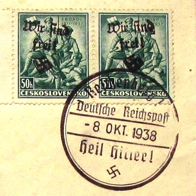 Briefmarken, tschechisch, deutsch überdruckt, 1938