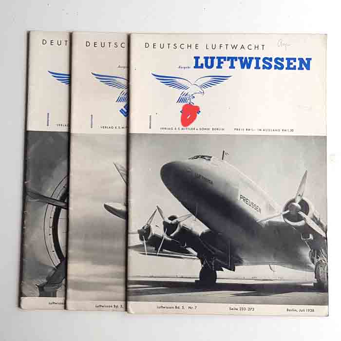 Deutsche Luftwacht, 3 Hefte, Luftwissen, 1938