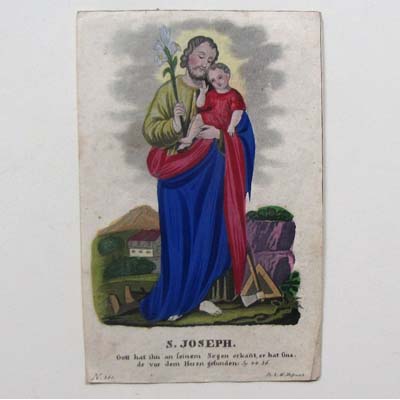 S. Joseph mit Jesukind, handkoloriert, Heiligenbild