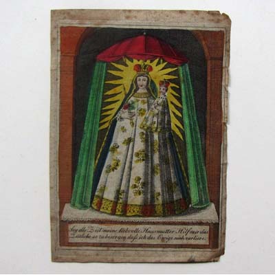 Maria mit Jesukind, handkoloriert, Heiligenbildchen