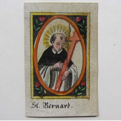 St. Bernard, handkoloriertes Heiligenbildchen