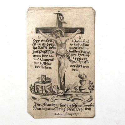 Kruzifix, Heiligenbildchen, Stich